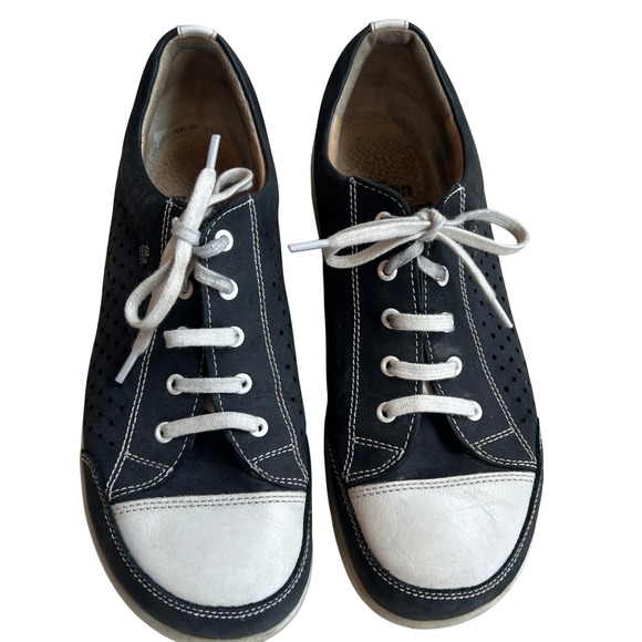 Finn Comfort Soho Perforated Black Lace-Up Comfort Sneakers Size 8.5 (US 10.5)